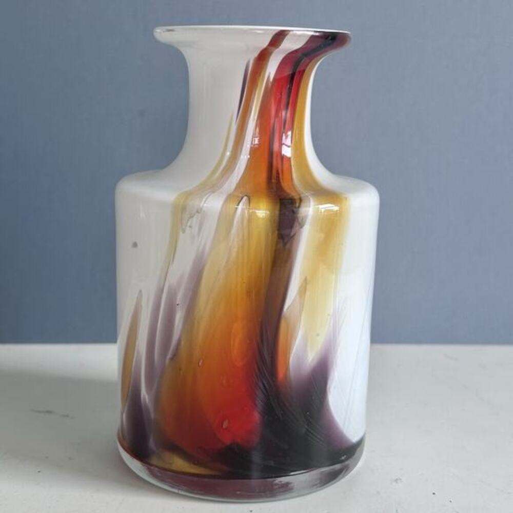 Vintage Denmark‎ Art Glass Vase CASCADE PER LUTKEN Holmegaard signed MCM